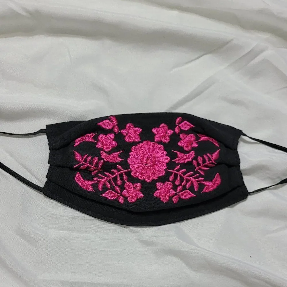 Mexican Embroidered Handmade Face Mask Cubrebocas Artesanal Triple Layer…